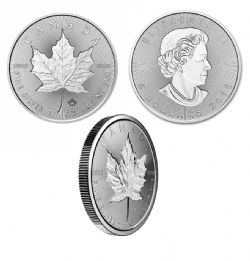 MAPLE LEAVES -  ONE OUNCE FINE SILVER COIN - INCUSE DESIGN -  2018 CANADIAN COINS 01