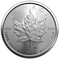 MAPLE LEAVES -  ONE OUNCE FINE SILVER COIN - QUEEN ELIZABETH II OBVERSE -  2023 CANADIAN COINS