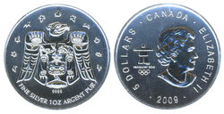 MAPLE LEAVES -  RAVEN OF THE VANCOUVER 2010 OLYMPIC GAMES -  2009 CANADIAN COINS
