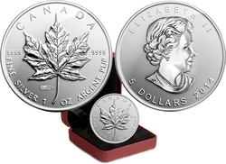 MAPLE LEAVES WITH PRIVY MARKS -  BULLION REPLICA WITH WORLD MONEY FAIR PRIVY MARK -  2014 CANADIAN COINS