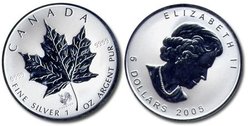 MAPLE LEAVES WITH PRIVY MARKS -  CHINESE LUNAR CALENDER : ROOSTER -  2005 CANADIAN COINS 08