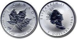 MAPLE LEAVES WITH PRIVY MARKS -  THE TITANIC -  1998 CANADIAN COINS