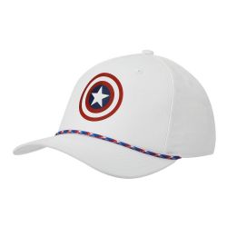 MARVEL -  CAPTAIN AMERICA - ADJUSTABLE WHITE SNAPBACK FOAM TRUCKER HAT WITH INNER DESIGN