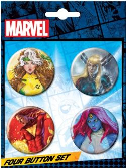 MARVEL -  COMIC COVERS 4 BUTTONS SET 3