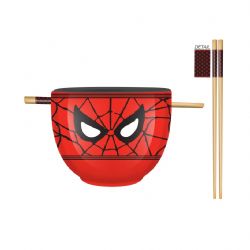 MARVEL -  SPIDER-MAN MASK, BRED & BLACK, WITH CHOPSTICKS (20 OZ) -  CERAMIC RAMEN BOWL