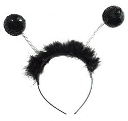 MASQUERADE -  FURRY HEADBAND WITH BALLS - BLACK