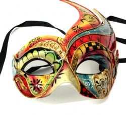 MASQUERADE MASK -  ANDRIANA EYE MASK - YELLOW, BLUE, RED AND PURPLE