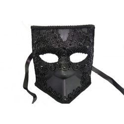 MASQUERADE MASK -  BAUTA VENITIAN MASK - BLACK