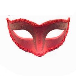 MASQUERADE MASK -  IVORY COLORED GLITTER MASK - RED