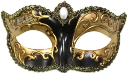 MASQUERADE MASK -  LUCIE EYE MASK - BLACK AND GOLD