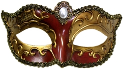 MASQUERADE MASK -  LUCIE EYE MASK - RED AND GOLD