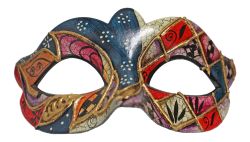 MASQUERADE MASK -  PAINTED VENITIAN MASK - BLUE/RED/PURPLE