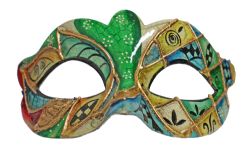 MASQUERADE MASK -  PAINTED VENITIAN MASK - GREEN/BLUE/RED