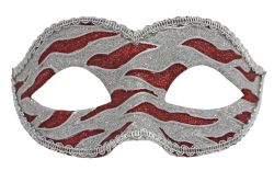 MASQUERADE MASK -  SPARKLING VENETIAN MASK - SILVER/RED