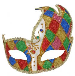 MASQUERADE MASK -  VENETIAN MASK WITH COLORED DIAMONDS - RED/GOLD/BLUE/GREEN/PINK