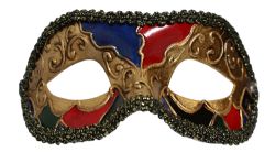 MASQUERADE MASK -  VENETIAN MASK WITH LACE - DARK BLUE AND DARK RED