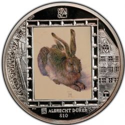 MASTERPIECES OF ART -  YOUNG HARE -  2011 COOK ISLANDS COINS