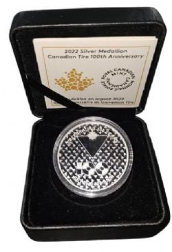 MEDALLIONS -  100TH ANNIVERSARY CANADIAN TIRE SILVER MEDALLION -  2022 CANADA COINS