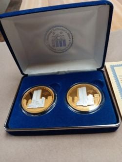 MEDALLIONS -  5TH ANNIVERSARY OF 9/11 TERRORIST ATTACKS - SET WITH 2 2006 MEDAL