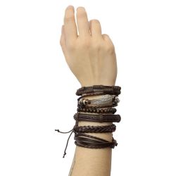 MEDIEVAL -  LEATHERLIKE STACKING BRACELETS (PACK OF 6)