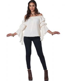 MEDIEVAL -  RENAISSANCE PEASANT BLOUSE - CREAM (ADULT)