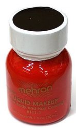 MEHRON -  RED - LIQUID MAKEUP (1 OZ / 30 ML) -  WATER-BASED MAKE-UP