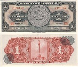 MEXICO -  1 PESO 1965 (UNC) 51