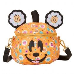 MICKEY & FRIENDS -  MICKEY FLORAL PUMPKIN SHAPED CROSSBODY BAG -  LOUNGEFLY