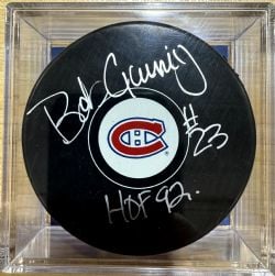 MONTREAL CANADIENS -  BOB GAINEY AUTOGRAPHED HOCKEY PUCK - (LOGO)