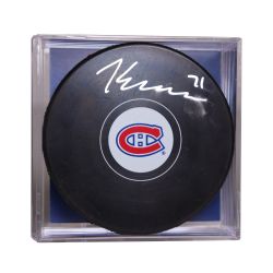 MONTREAL CANADIENS -  JAKE EVANS AUTOGRAPHED HOCKEY PUCK - (LOGO)