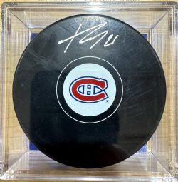 MONTREAL CANADIENS -  KAIDEN GUHLE AUTOGRAPHED HOCKEY PUCK - (LOGO)