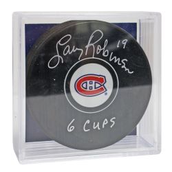 MONTREAL CANADIENS -  LARRY ROBINSON AUTOGRAPHED HOCKEY PUCK - (LOGO)