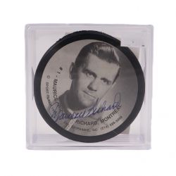 MONTREAL CANADIENS -  MAURICE RICHARD AUTOGRAPHED HOCKEY PUCK - (PHOTO)