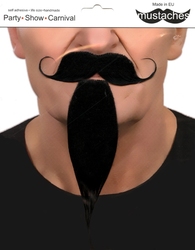 MOUSTACHES AND BEARDS -  CURLY MUSTACHE AND CHIN HAIR - BLACK
