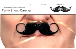 MOUSTACHES AND BEARDS -  CURLY MUSTACHE - SMALL - BLACK