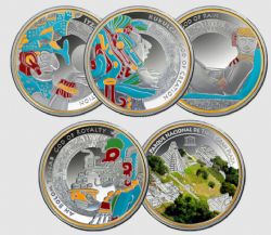 MYTHOLOGIES OF THE WORLD -  GODS OF THE MAYA 5-COINS COLLECTION -  2015 NEW ZEALAND MINT COINS