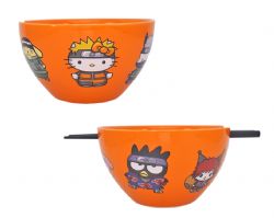 NARUTO -  ORANGE RAMEN BOWL & CHOPSTICKS -  NARUTO SHIPPUDEN X SANRIO