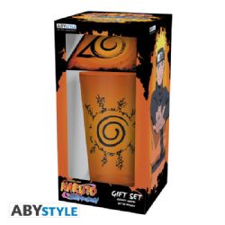 NARUTO -  PINT GLASS AND COASTER GIFT SET -  SHIPPUDEN