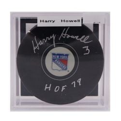 NEW YORK RANGERS -  HARRY HOWELL AUTOGRAPHED HOCKEY PUCK - (LOGO)