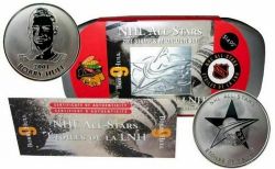 NHL ALL-STARS -  COMMEMORATIVE STAMPS AND MEDALLION SET: BOBBY HULL -  2001 CANADIAN COINS