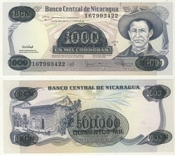 NICARAGUA -  500 000 CORDOBAS ON 1000 CORDOBAS 1987 (UNC) 150