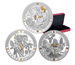 NORSE GODS -  3-COIN COMPLETE COLLECTION - THOR, ODIN & FRIGG -  2019 CANADIAN COINS