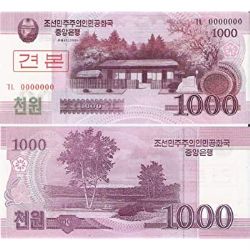 NORTH KOREA -  1000 WON 2008 (2009) (UNC) - SPECIMEN NOTE