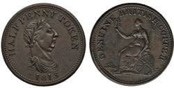 NOVA SCOTIA -  1815 GENUINE BRITISH COPPER HALF-PENNY -  JETONS DE NOUVELLE ÉCOSSE 1815