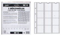 NUMIS -  12-POCKET COIN SHEETS, PACKAGE OF 5