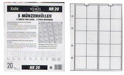 NUMIS -  20-POCKET COIN SHEETS, PACKAGE OF 5