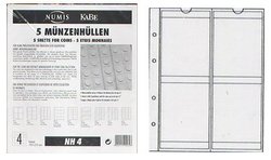 NUMIS -  4-POCKET COIN SHEETS, PACKAGE OF 5