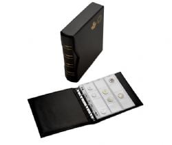NUMIS ALBUMS -  BLACK ALBUM FOR 143 COINS (WITH SLIPCASE AND 5 SHEETS) - MRC DELUXE EDITION