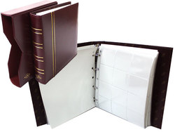 NUMIS ALBUMS -  BURGUNDY ALBUM FOR 120 COIN HOLDERS (WITH SLIPCASE AND 10 SHEETS) - DELUXE EDITION