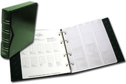 NUMIS ALBUMS -  GREEN ALBUM FOR 143 COINS (WITH SLIPCASE AND 5 SHEETS) - DELUXE EDITION